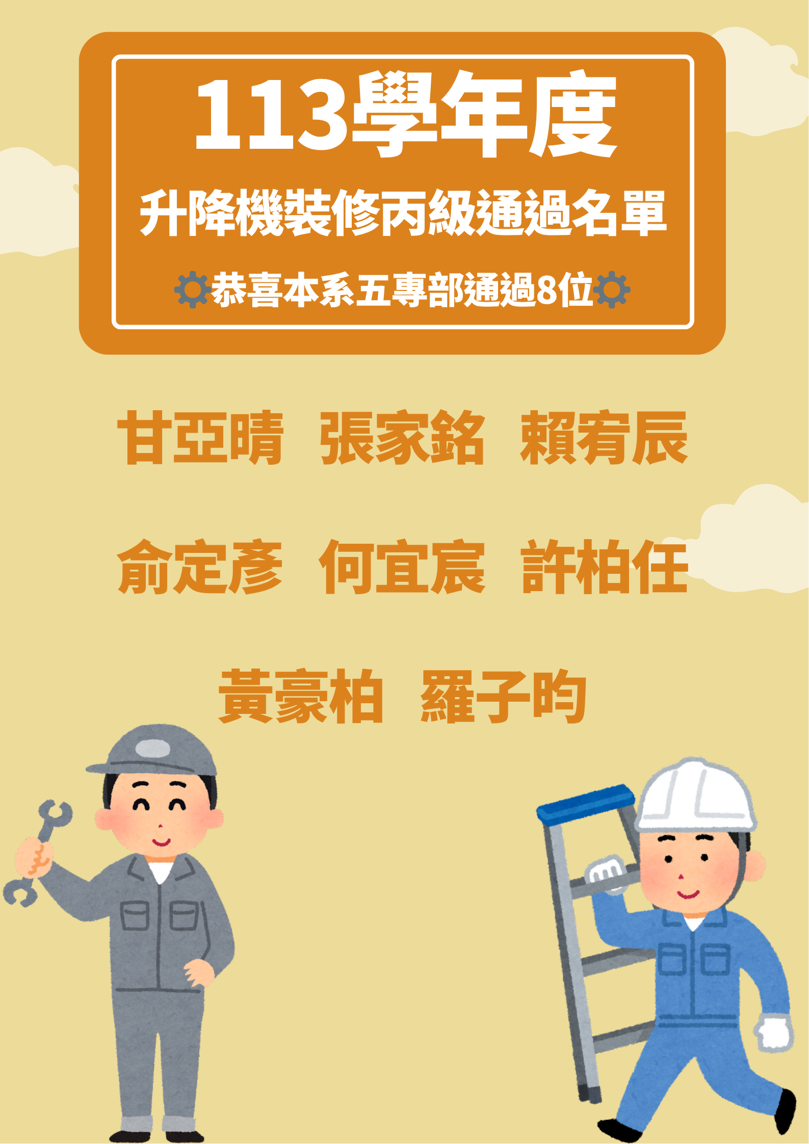 113學年度 升降機裝修丙級通過名單 (1)